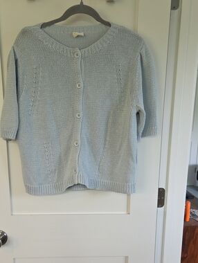 Poetry Light Blue Knit Button-Front Cardigan